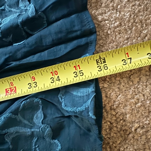 Sundance Fanciful Florals Dress Teal Peasant Mini - Picture 6 of 8